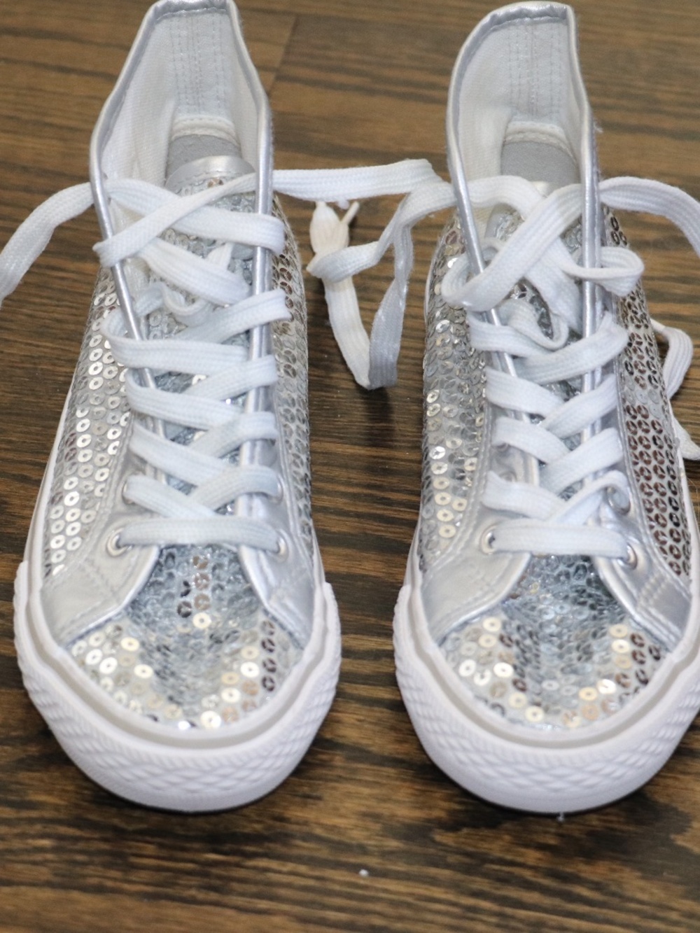 Girls Balera Silver Sequin High Top Hip Hop Dance Sneakers Size 5 WL6034 - Picture 11 of 11